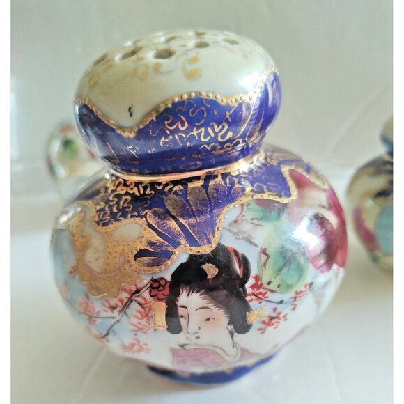 Rare Handpainted Japanese GEISHA Salt & Pepper & Sugar Shaker Set - Picture 12 of 16